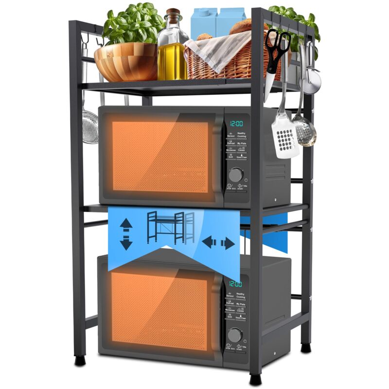 foto del prodotto clp - scaffale per microonde a più livelli marana nero 3 livelli