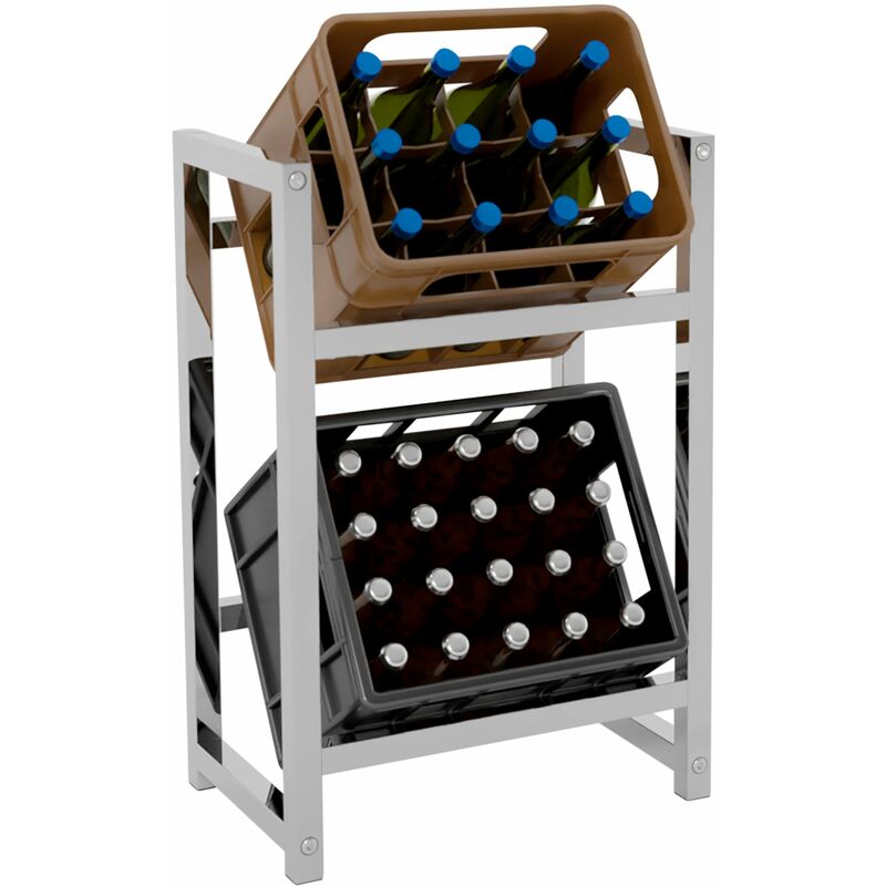 foto del prodotto clp scaffale porta casse di bibite stack cromato 75x47x31 cm