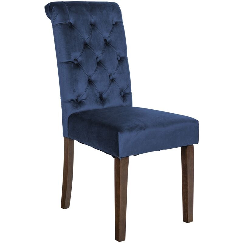 foto del prodotto clp sedia da cucina lisburn design chesterfield blu velluto