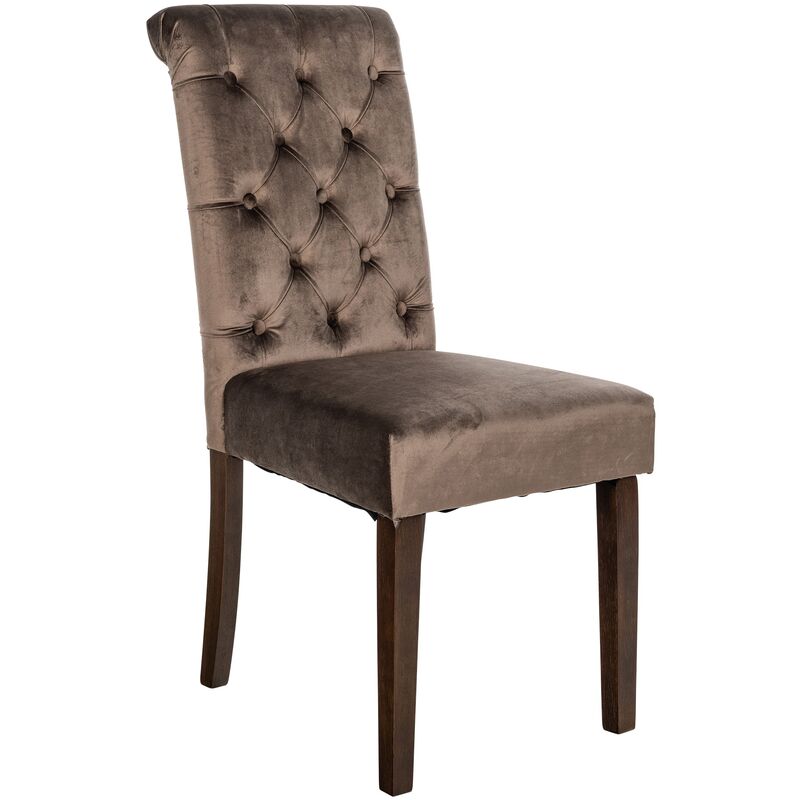 foto del prodotto clp sedia da cucina lisburn design chesterfield marrone velluto