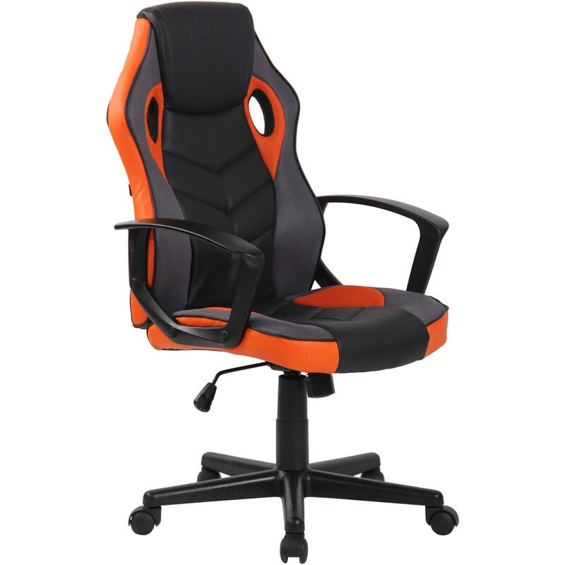 foto del prodotto clp sedia da ufficio ergonomica glendale in similpelle nero arancione