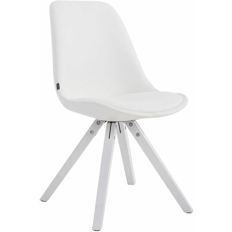 foto del prodotto clp sedia pranzo laval in similpelle gambe quadrate bianco bianco