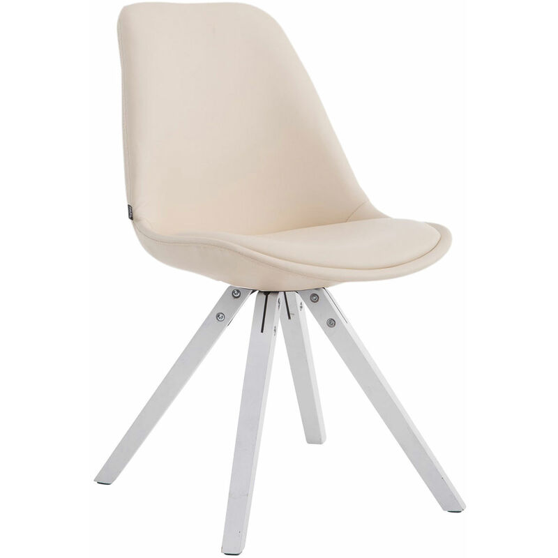 foto del prodotto clp sedia pranzo laval in similpelle gambe quadrate bianco crema