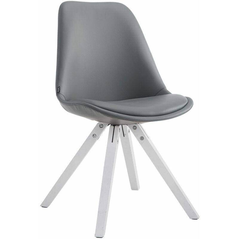 foto del prodotto clp sedia pranzo laval in similpelle gambe quadrate bianco grigio