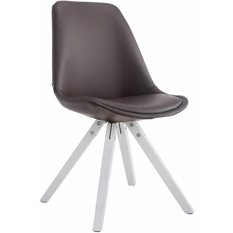 foto del prodotto clp sedia pranzo laval in similpelle gambe quadrate bianco marrone