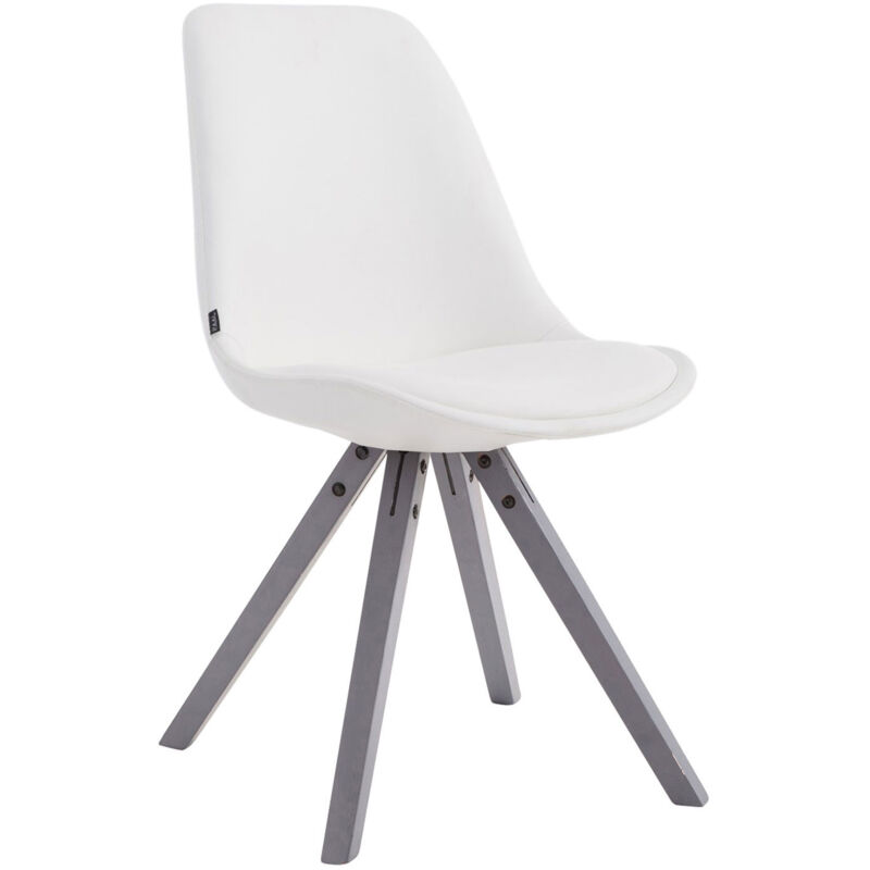 foto del prodotto clp sedia pranzo laval in similpelle gambe quadrate grigio bianco