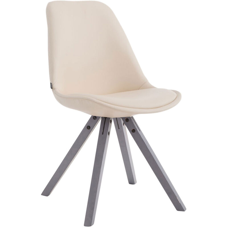 foto del prodotto clp sedia pranzo laval in similpelle gambe quadrate grigio crema