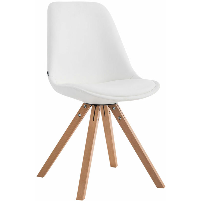 foto del prodotto clp sedia pranzo laval in similpelle gambe quadrate natura bianco