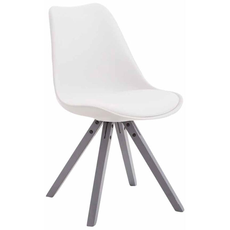 foto del prodotto clp sedia toulouse in similpelle gambe quadrate bianco grigio