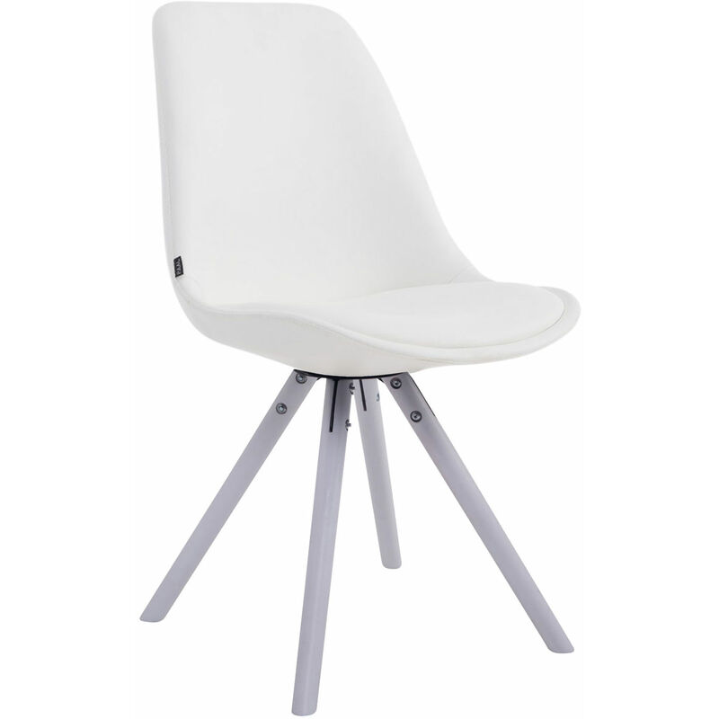 foto del prodotto clp sedia visitatore laval in similpelle gambe tonde bianco bianco