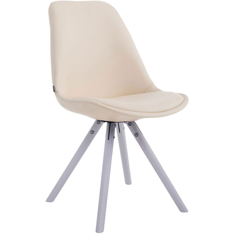 foto del prodotto clp sedia visitatore laval in similpelle gambe tonde bianco crema