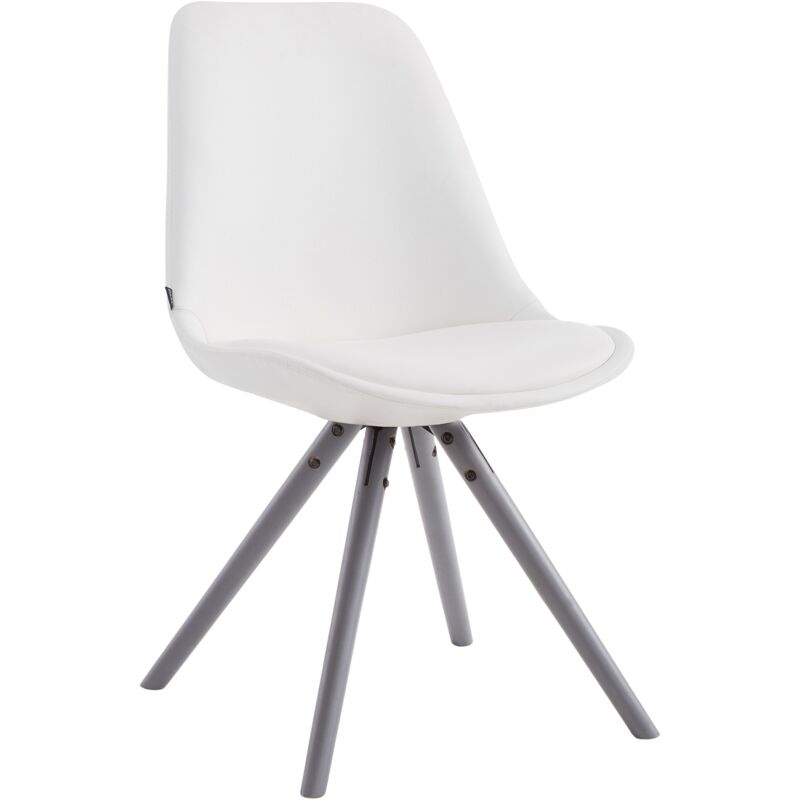 foto del prodotto clp sedia visitatore laval in similpelle gambe tonde grigio bianco