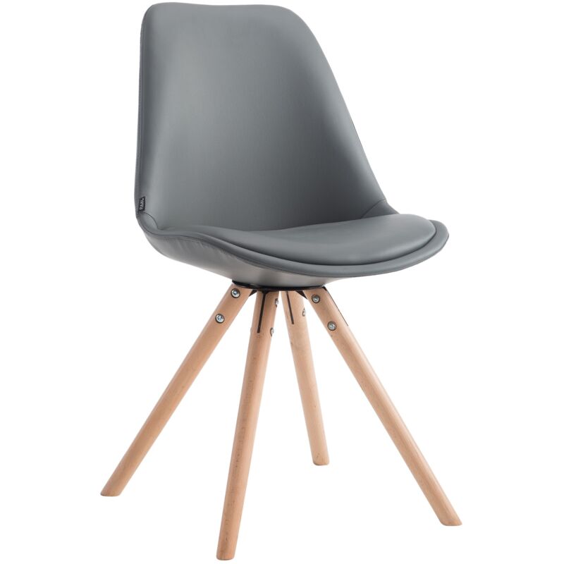 foto del prodotto clp sedia visitatore laval in similpelle gambe tonde natura grigio