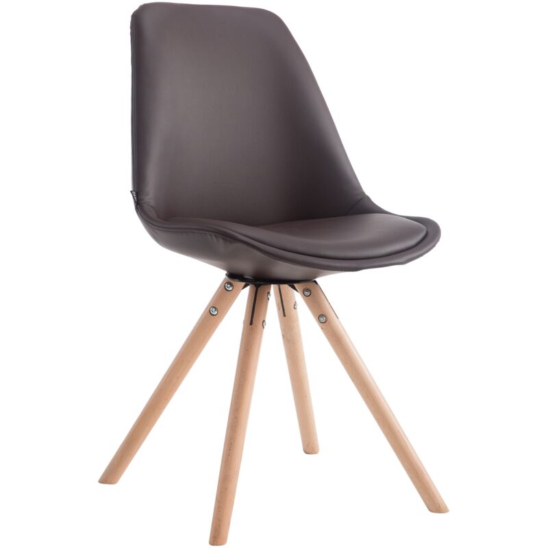 foto del prodotto clp sedia visitatore laval in similpelle gambe tonde natura marrone