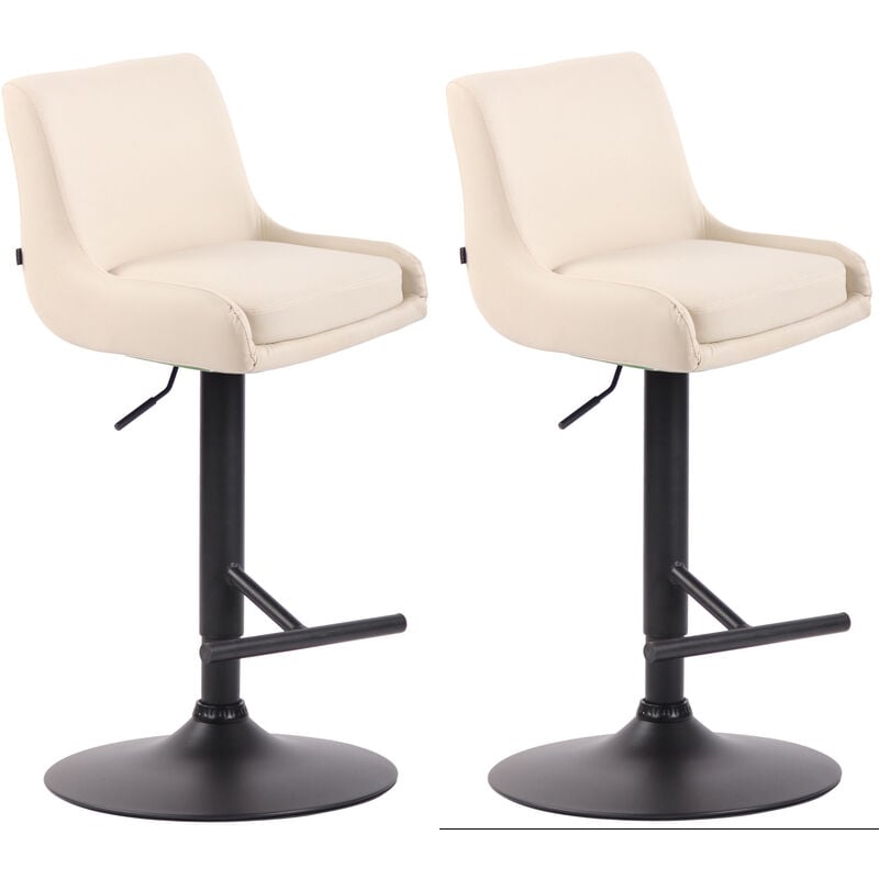 foto del prodotto clp - set 2 sgabelli bancone club in similpelle crema nero