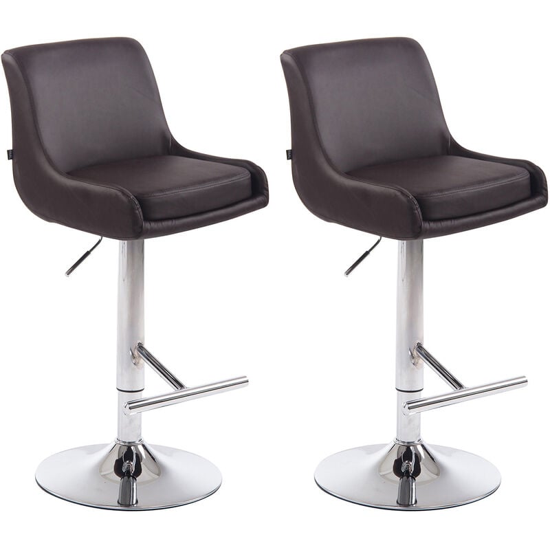 foto del prodotto clp - set 2 sgabelli bancone club in similpelle marrone cromo
