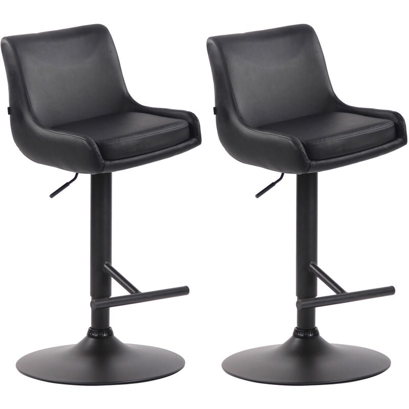foto del prodotto clp - set 2 sgabelli bancone club in similpelle nero nero