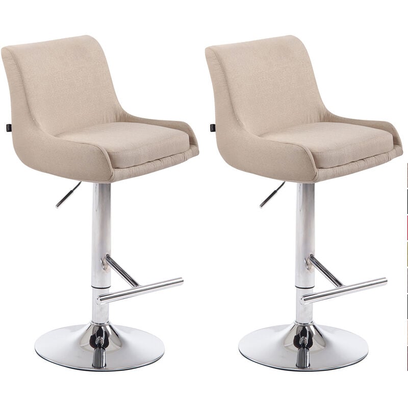 foto del prodotto clp set 2 sgabelli bancone club in tessuto crema cromo