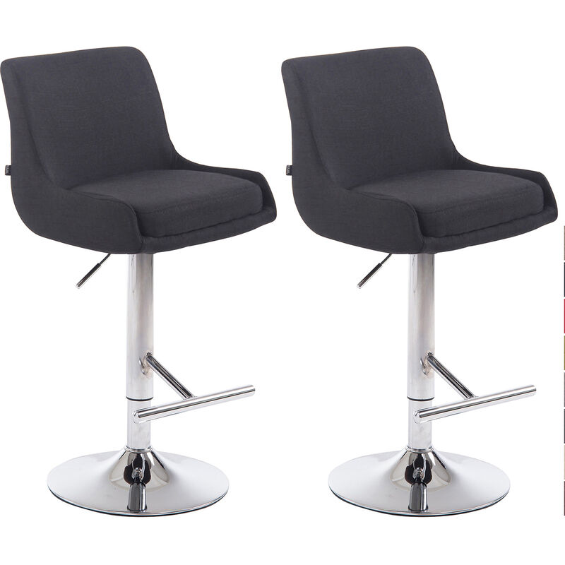foto del prodotto clp - set 2 sgabelli bancone club in tessuto nero cromo
