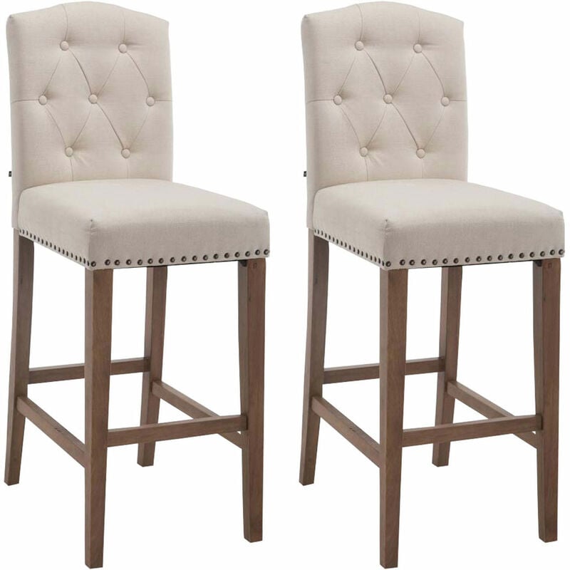 foto del prodotto clp - set 2 sgabelli bar louise in tessuto crema antico chiaro