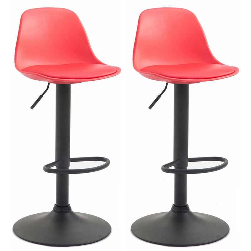 foto del prodotto clp set 2 sgabelli kiel in polipropilene e similpelle nero rosso