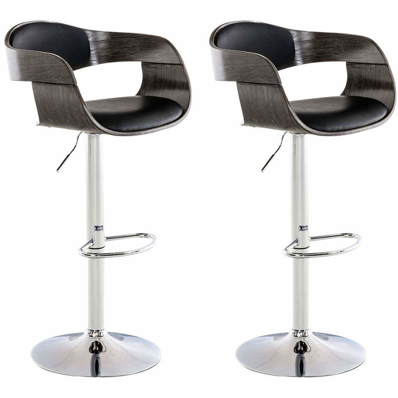 foto del prodotto clp set 2 sgabelli r tro kingston in similpelle nero grigio