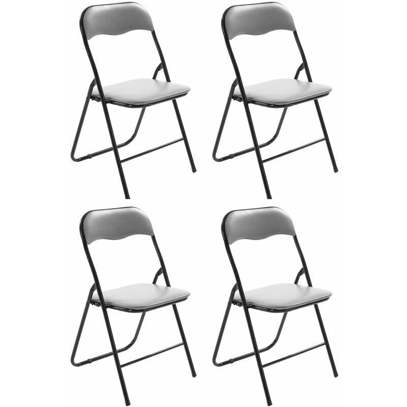 foto del prodotto clp set 4 sedie pieghevoli felix grigio nero
