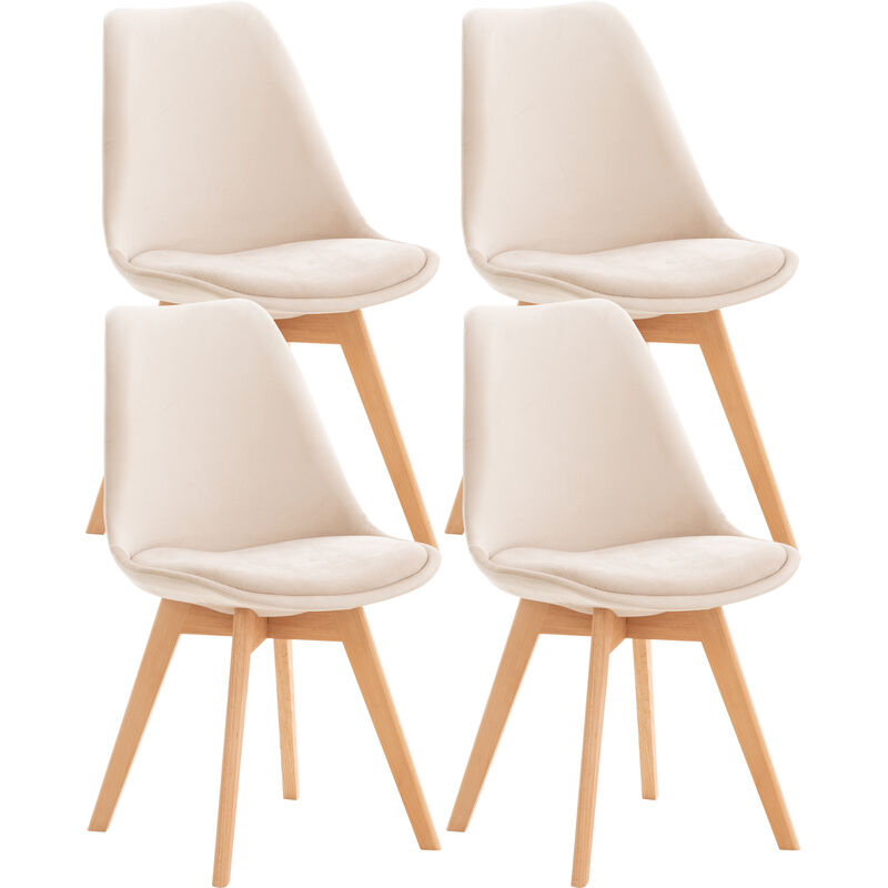 foto del prodotto clp set 4 sedie pranzo linares beige velluto