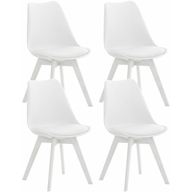 foto del prodotto clp set 4 sedie pranzo linares bianco bianco plastica