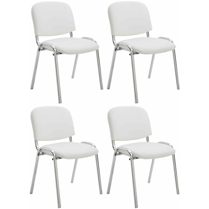 foto del prodotto clp set 4 sedie ufficio ken cromo in similpelle bianco