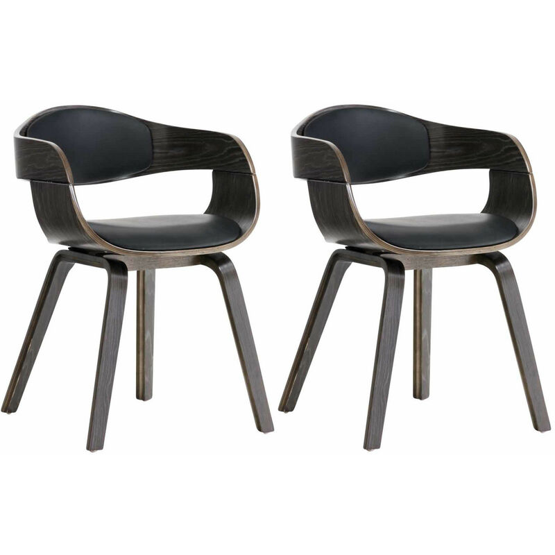 foto del prodotto clp set di 2 sedie kingston in finta pelle nero grigio