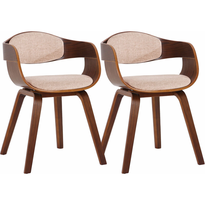 foto del prodotto clp set di 2 sedie kingston in tessuto noce crema noce