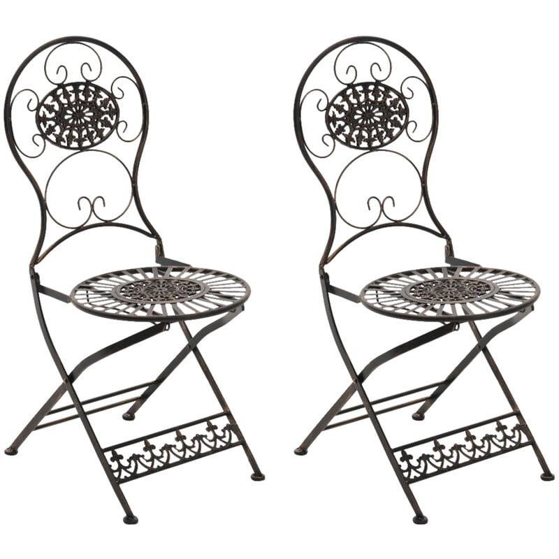 foto del prodotto clp - set di 2 sedie pieghevoli in ferro mani bronzo