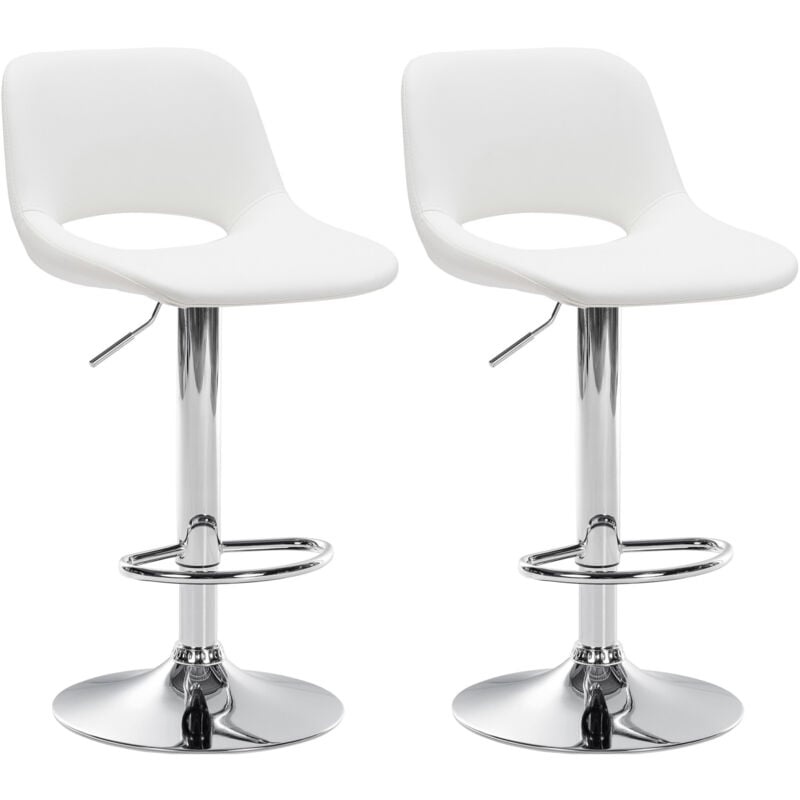 foto del prodotto clp - set di 2 sgabelli da bar camden in similpelle bianco metallo in look cromato