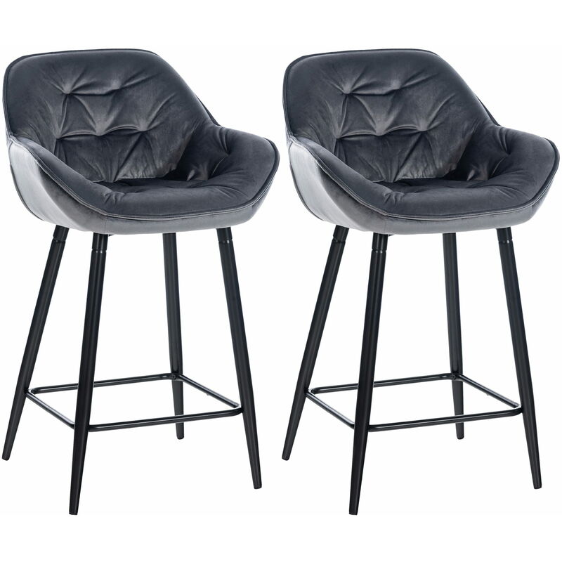 foto del prodotto clp set di 2 sgabelli da bar gibson in velluto con altezza seduta 76 cm grigio scuro