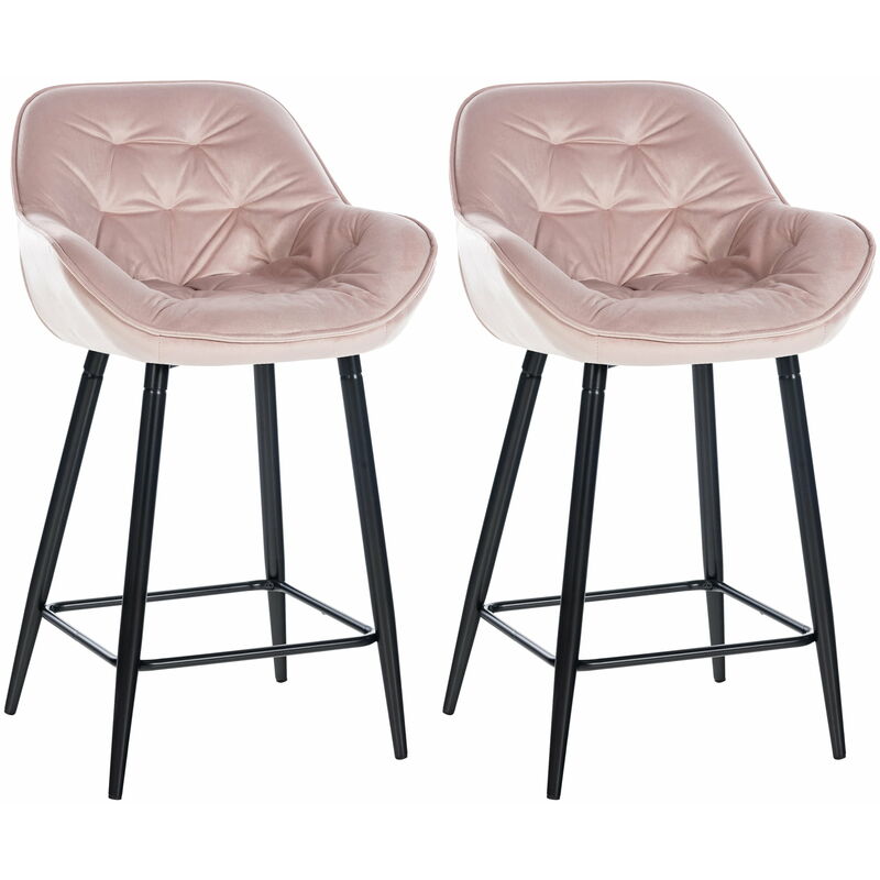 foto del prodotto clp set di 2 sgabelli da bar gibson in velluto con altezza seduta 76 cm rosa