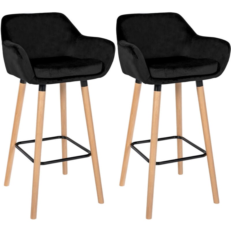 foto del prodotto clp - set di 2 sgabelli da bar in velluto grant nero