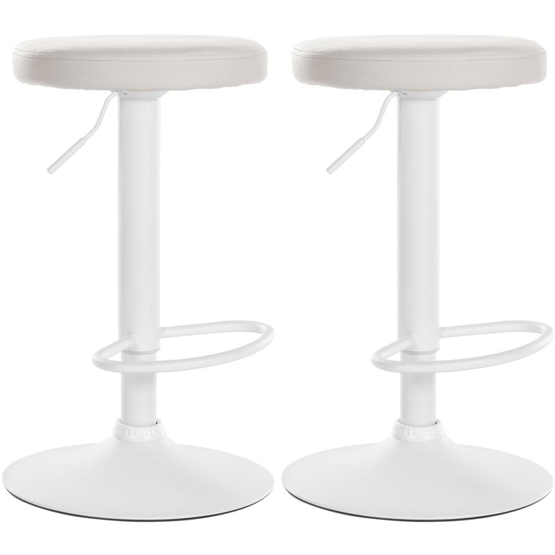 foto del prodotto clp - set di 2 sgabelli da bar ponte in similpelle bianco metallo bianco opaco