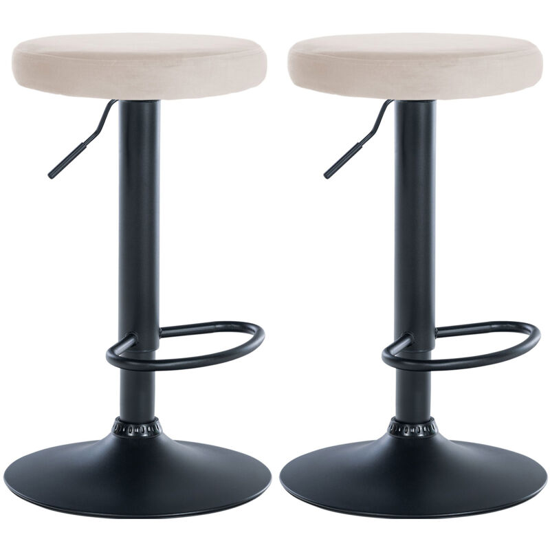 foto del prodotto clp set di 2 sgabelli da bar ponte velvet crema metallo nero opaco