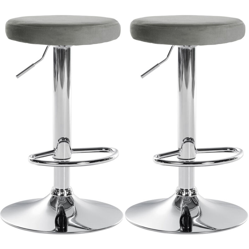 foto del prodotto clp set di 2 sgabelli da bar ponte velvet grigio metallo in look cromato