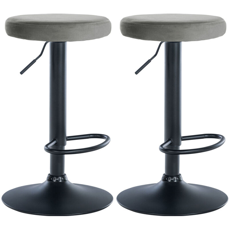 foto del prodotto clp set di 2 sgabelli da bar ponte velvet grigio metallo nero opaco