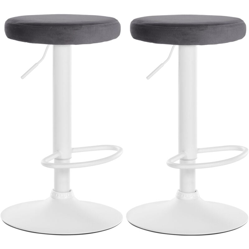 foto del prodotto clp set di 2 sgabelli da bar ponte velvet grigio scuro metallo bianco opaco