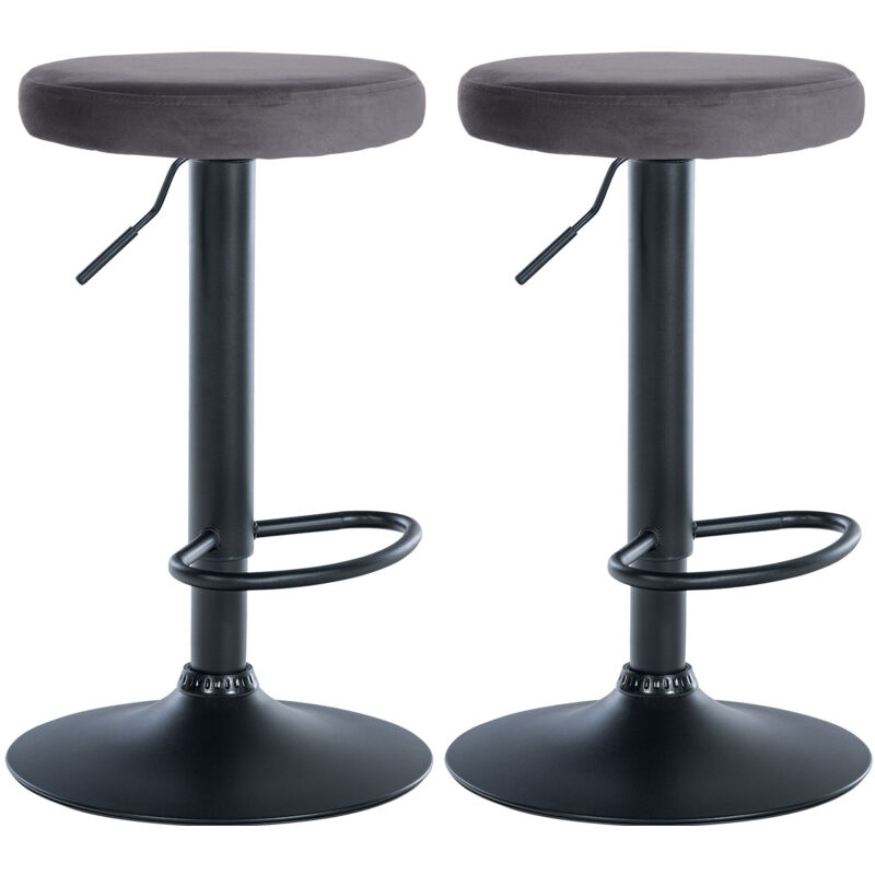 foto del prodotto clp set di 2 sgabelli da bar ponte velvet grigio scuro metallo nero opaco