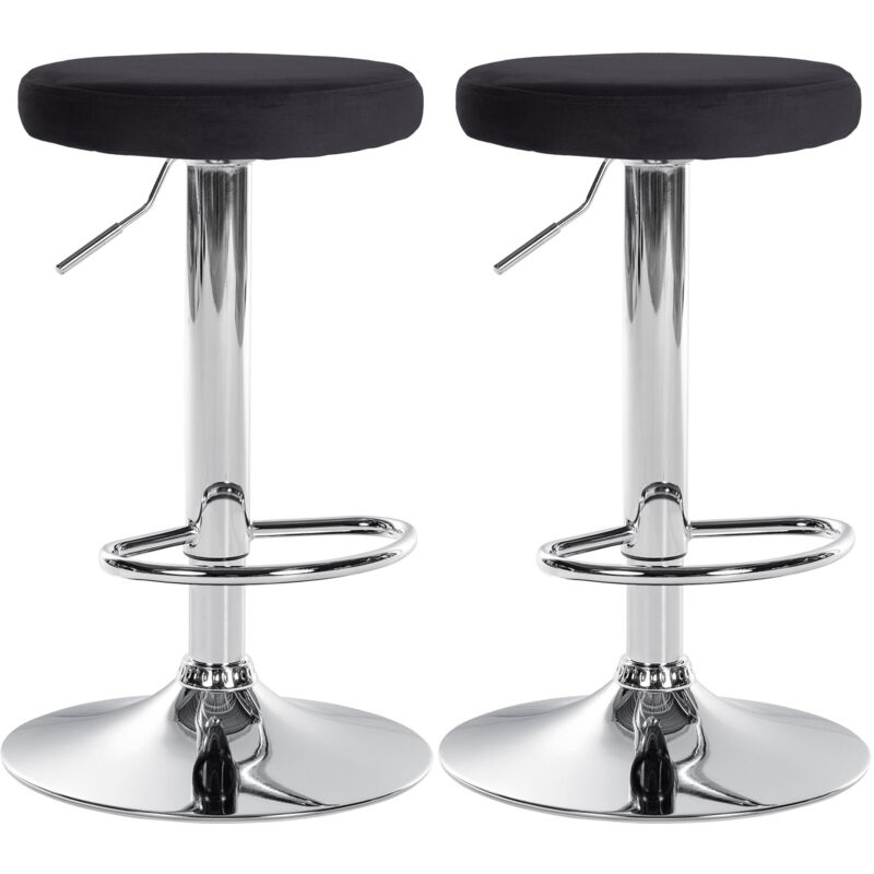 foto del prodotto clp set di 2 sgabelli da bar ponte velvet nero metallo in look cromato