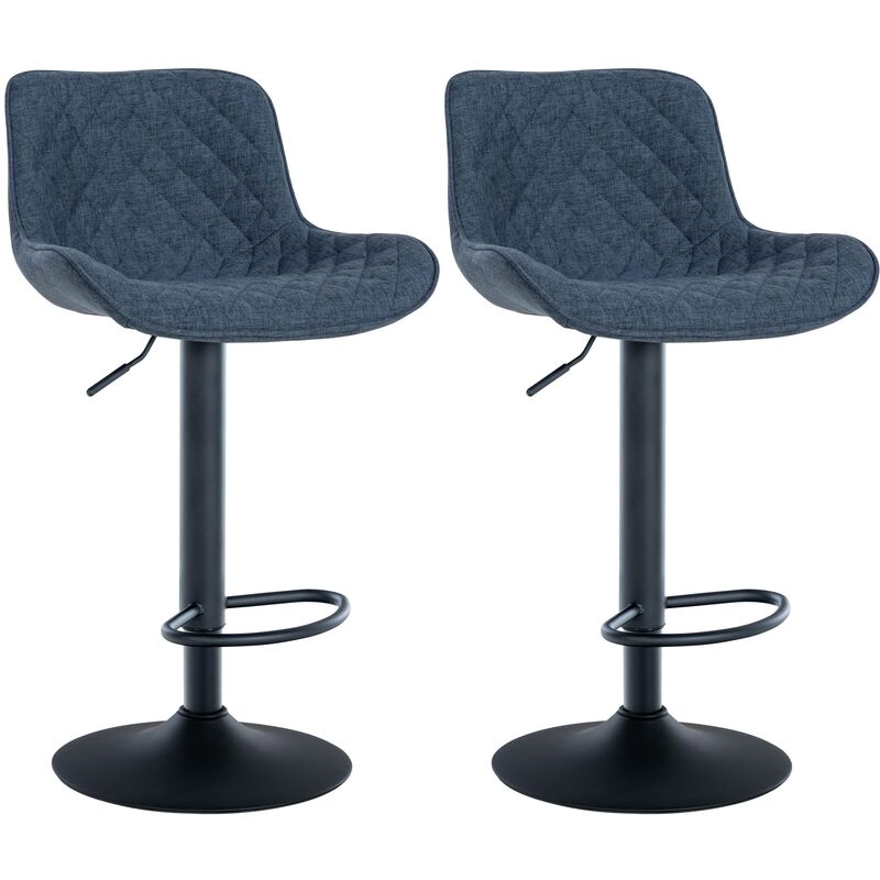 foto del prodotto clp - set di 2 sgabello da bar minosa blu tessuto