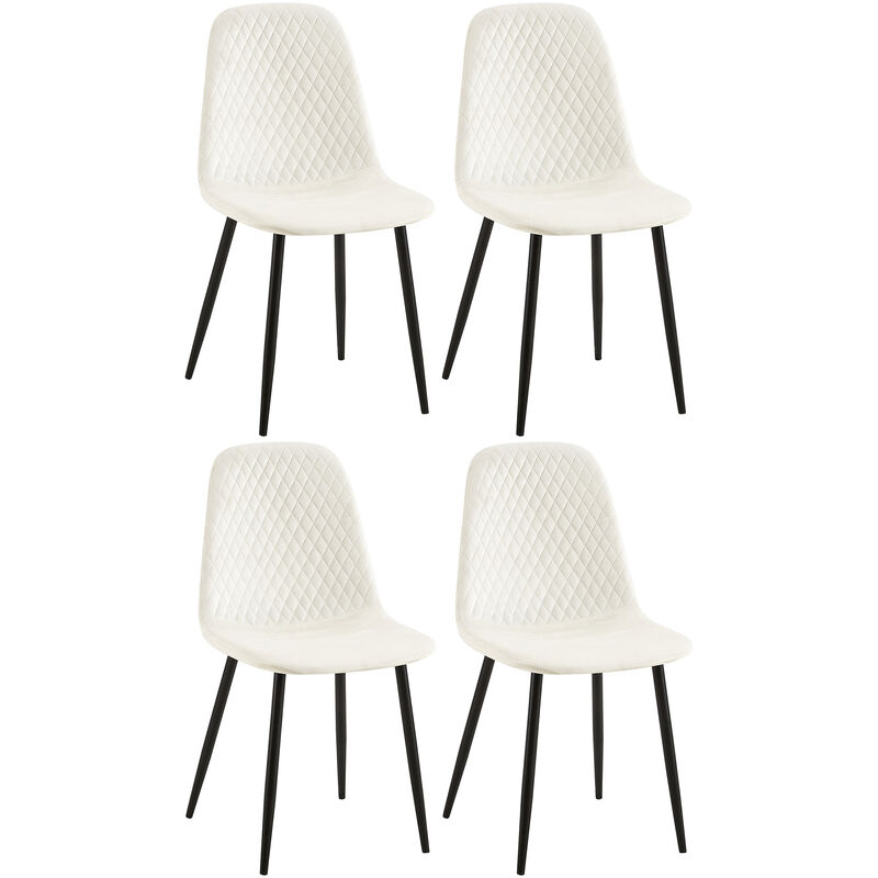 foto del prodotto clp set di 4 sedie giverny bianco crema velluto
