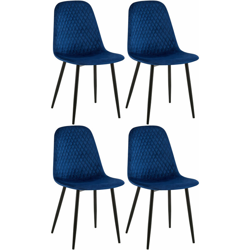 foto del prodotto clp set di 4 sedie giverny blu velluto
