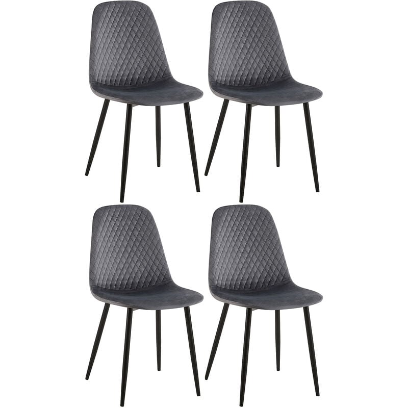 foto del prodotto clp set di 4 sedie giverny grigio scuro velluto
