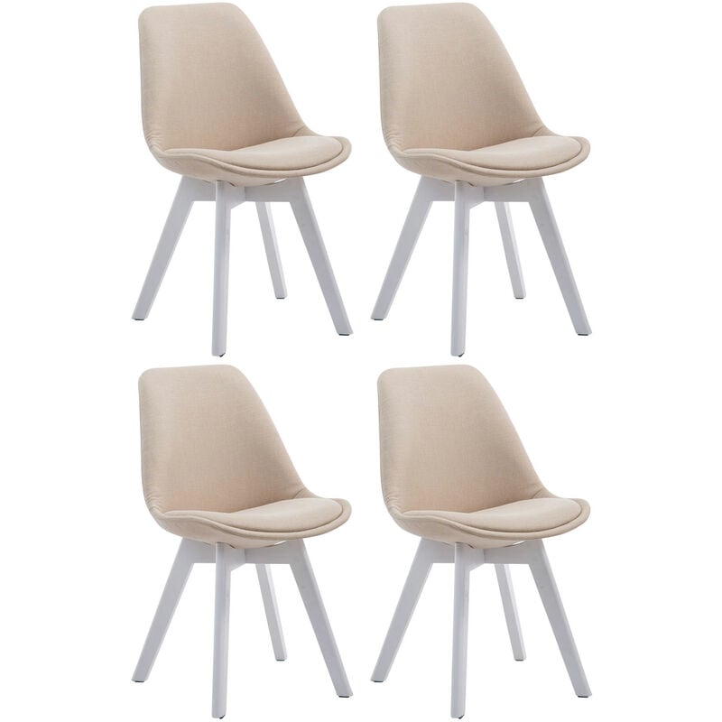 foto del prodotto clp set di 4 sedie visitatore tessuto borneo crema bianco