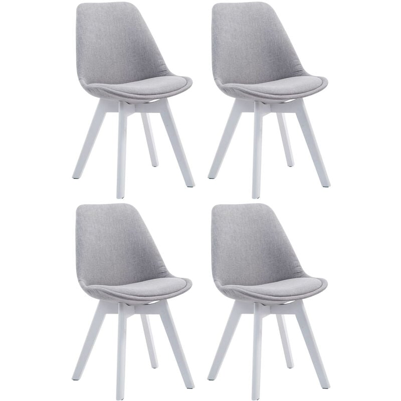 foto del prodotto clp set di 4 sedie visitatore tessuto borneo grigio bianco